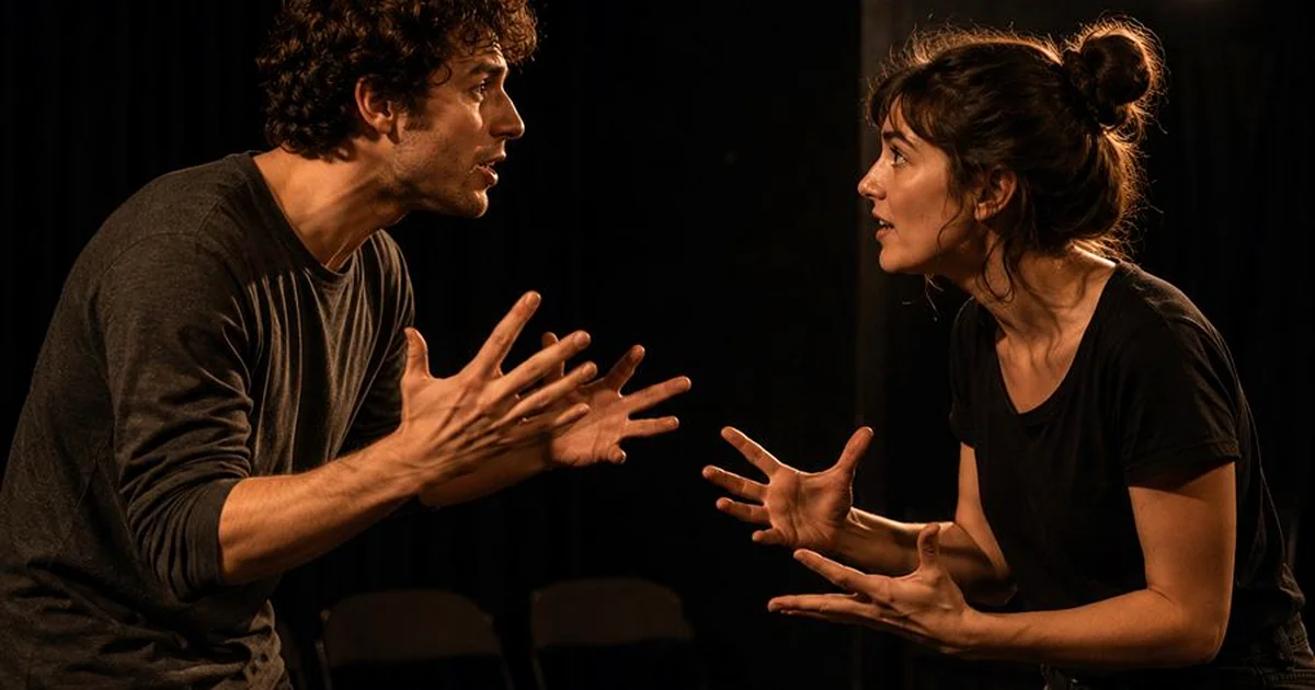 Actores improvisando en escena de casting con espontaneidad y presencia