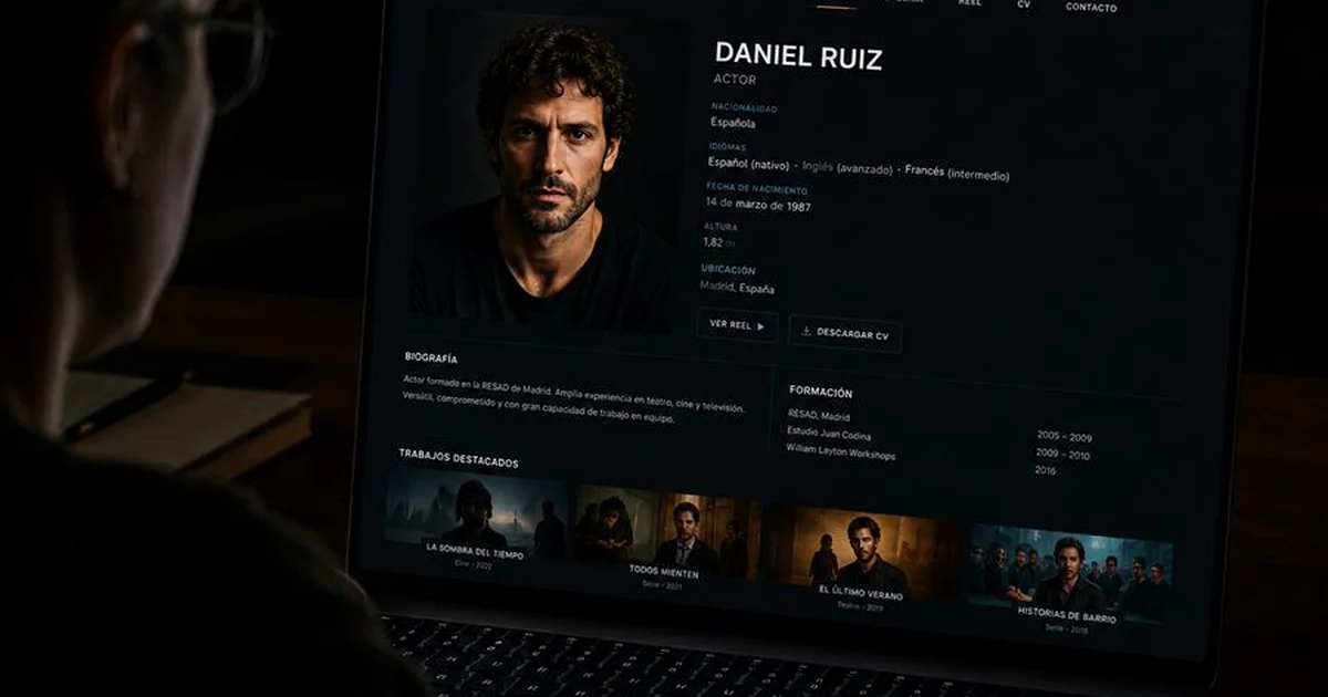 Actor creando y optimizando su perfil profesional online