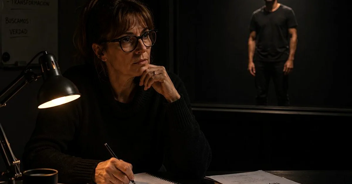 Director de casting evaluando actores en prueba de seleccion